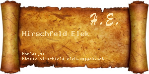 Hirschfeld Elek névjegykártya